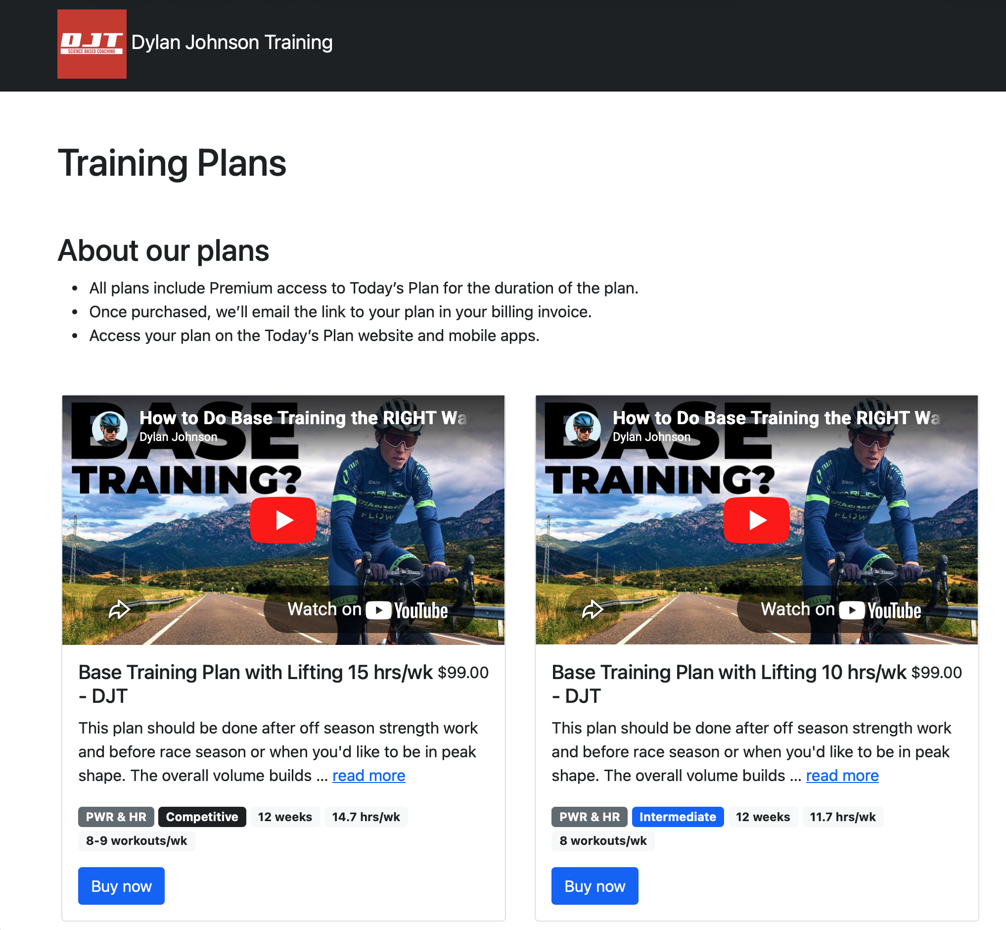 Training Plan Store